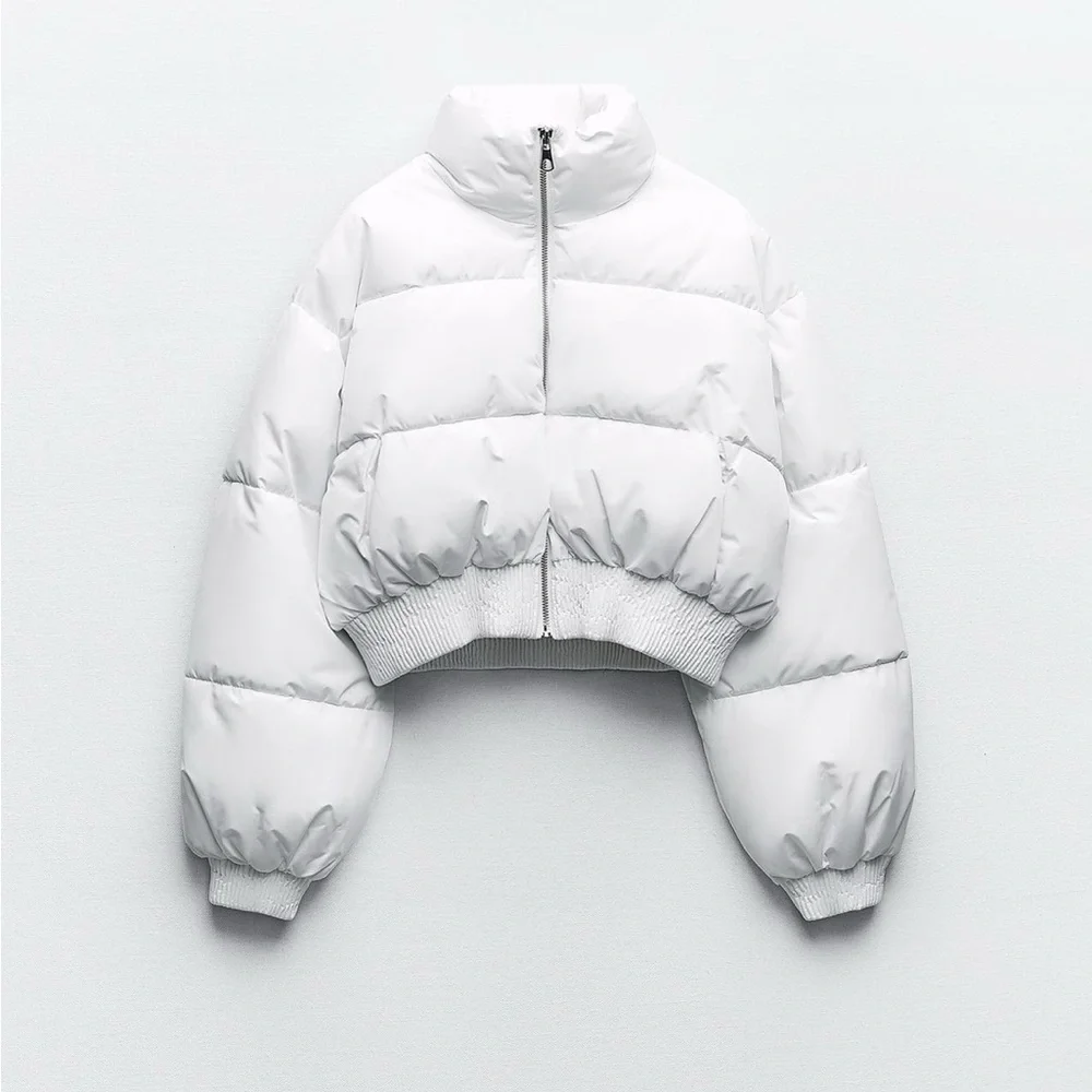 Zara Water And Wind Protection Cropped Puffer Anorak White Crop Jacket Small - Picture 2 of 12